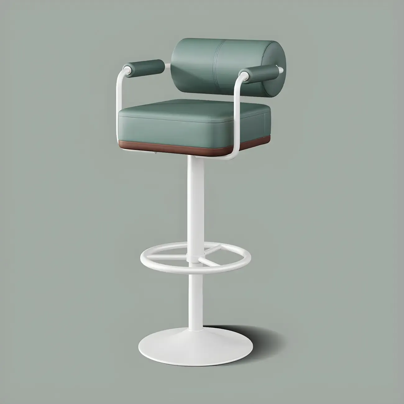 Stylish Leather Adjustable Bar Stools with Backrest for Home Bar Image - 43