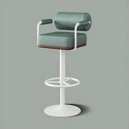 Stylish Leather Adjustable Bar Stools with Backrest for Home Bar Image - 43