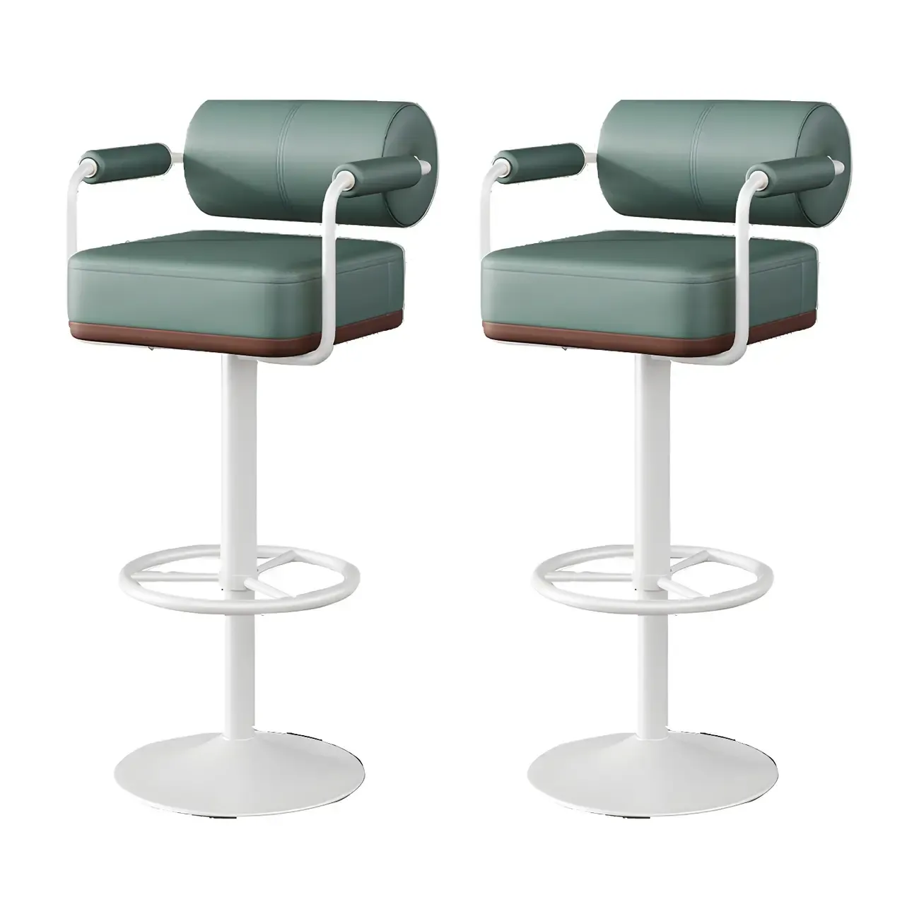 Stylish Leather Adjustable Bar Stools with Backrest for Home Bar Image - 44