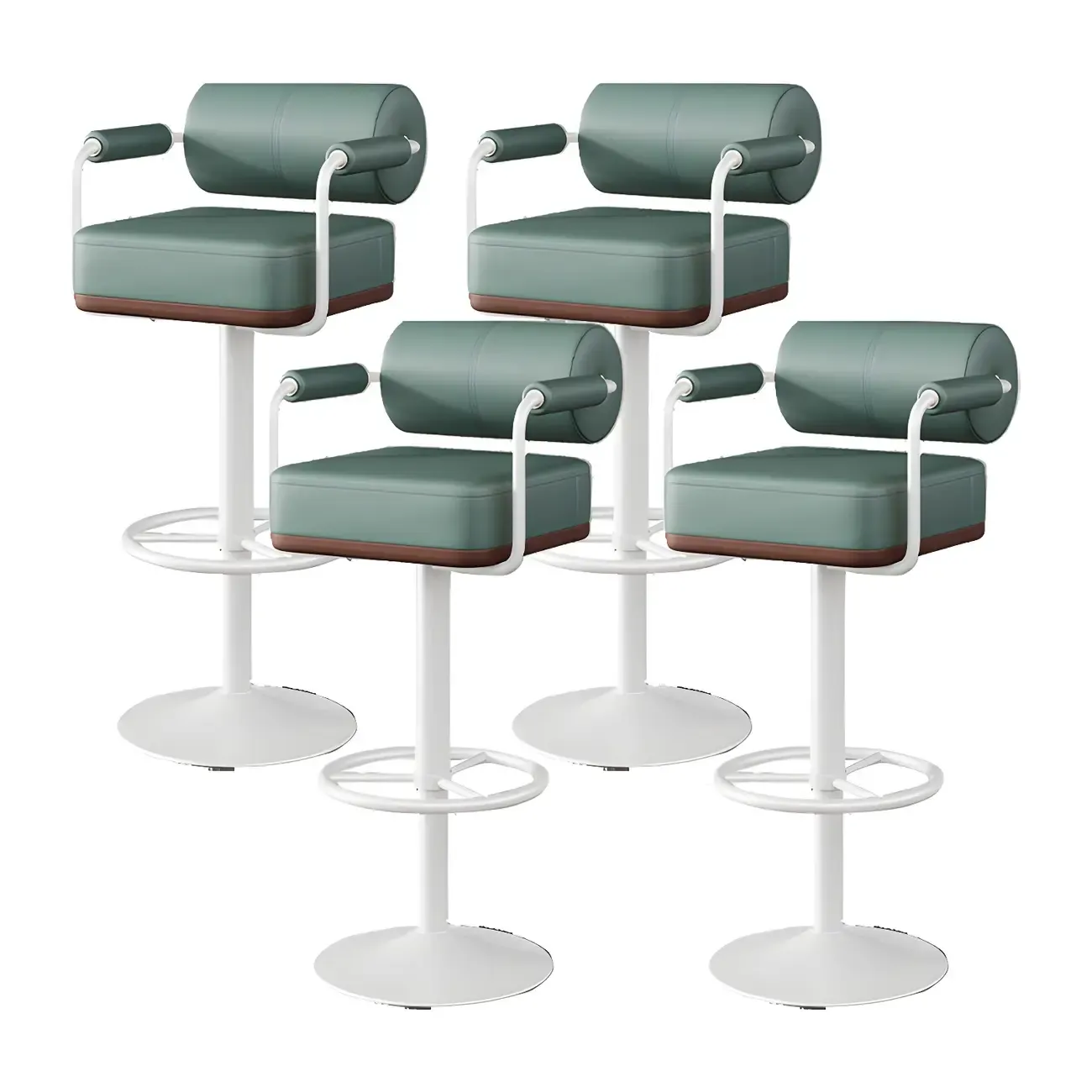 Stylish Leather Adjustable Bar Stools with Backrest for Home Bar Image - 45