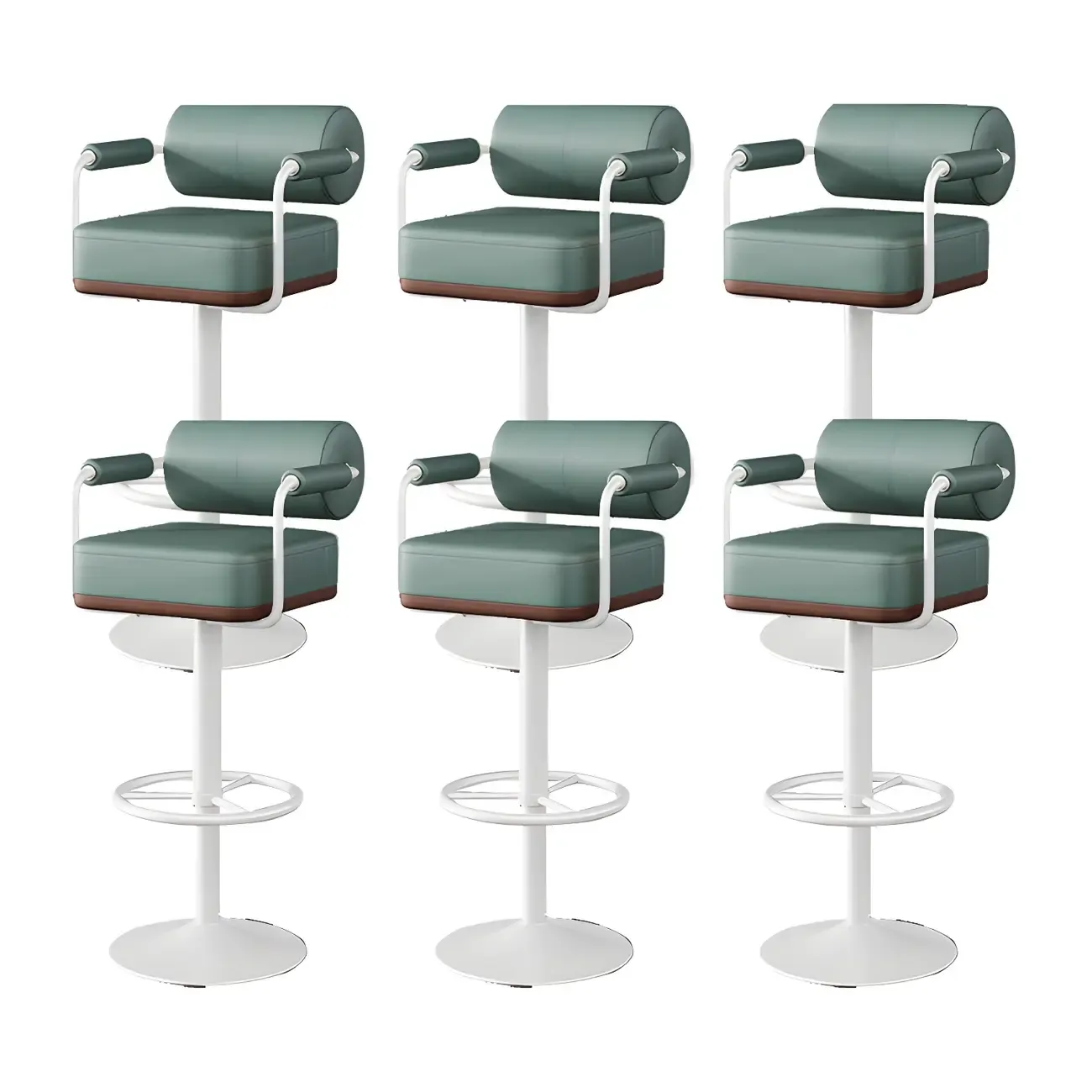Stylish Leather Adjustable Bar Stools with Backrest for Home Bar Image - 46