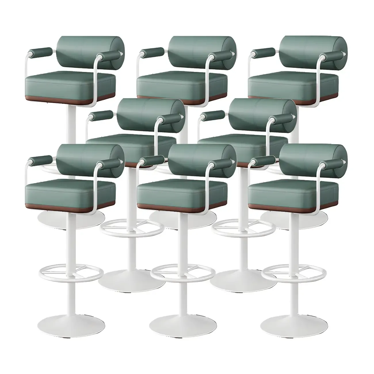 Stylish Leather Adjustable Bar Stools with Backrest for Home Bar Image - 47