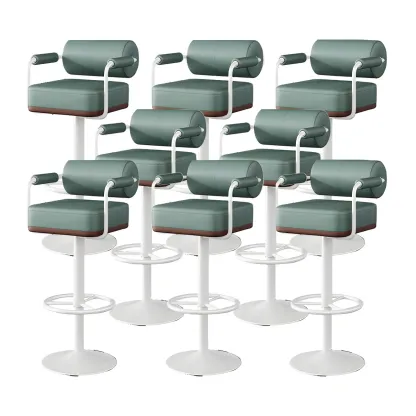 Stylish Leather Adjustable Bar Stools with Backrest for Home Bar Image - 47