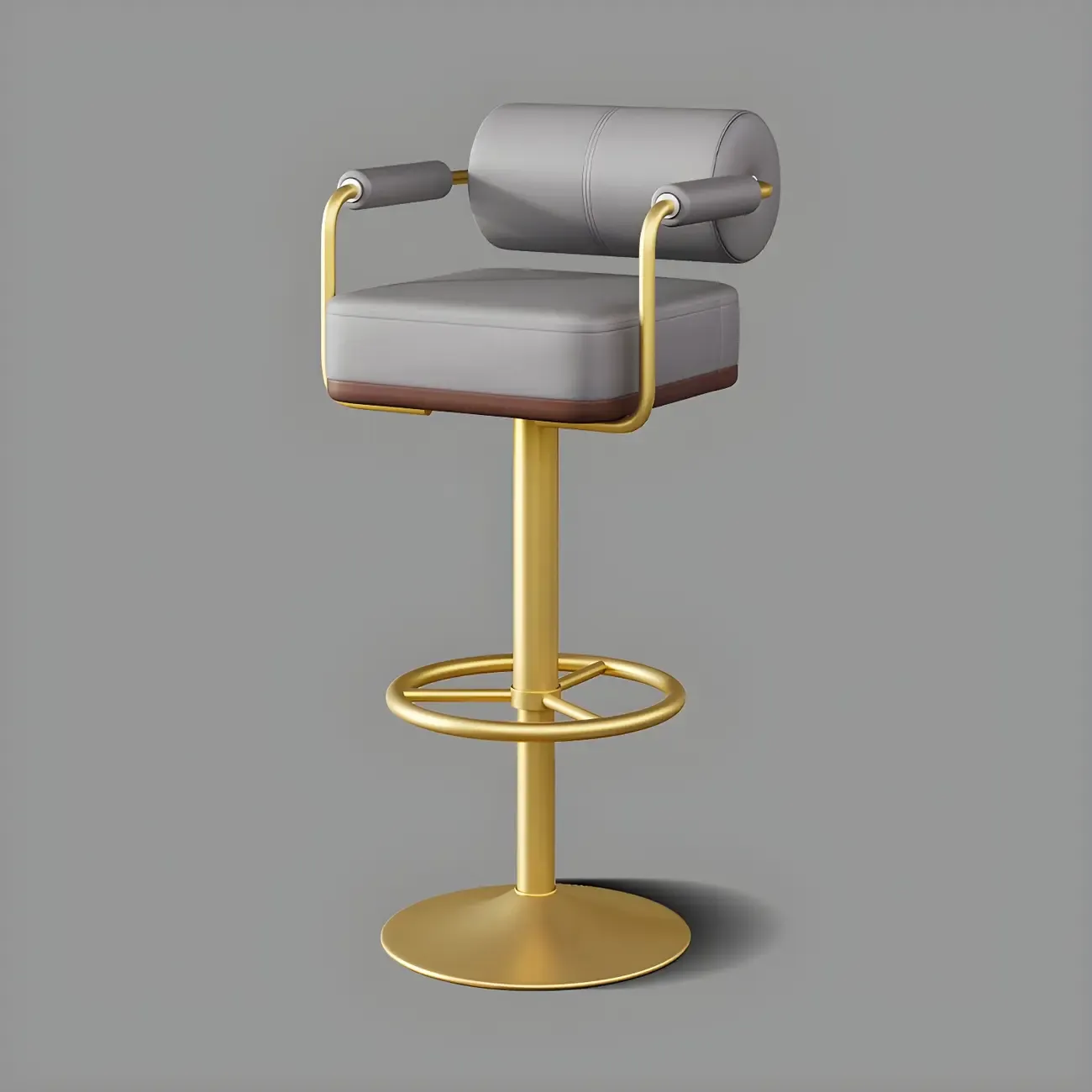 Stylish Leather Adjustable Bar Stools with Backrest for Home Bar Image - 53