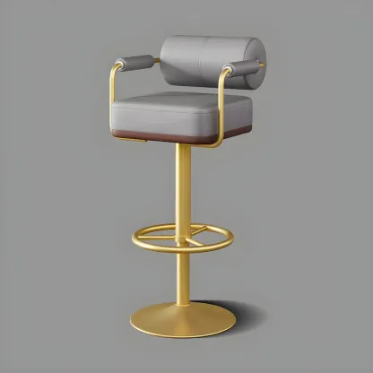 Stylish Leather Adjustable Bar Stools with Backrest for Home Bar Image - 53