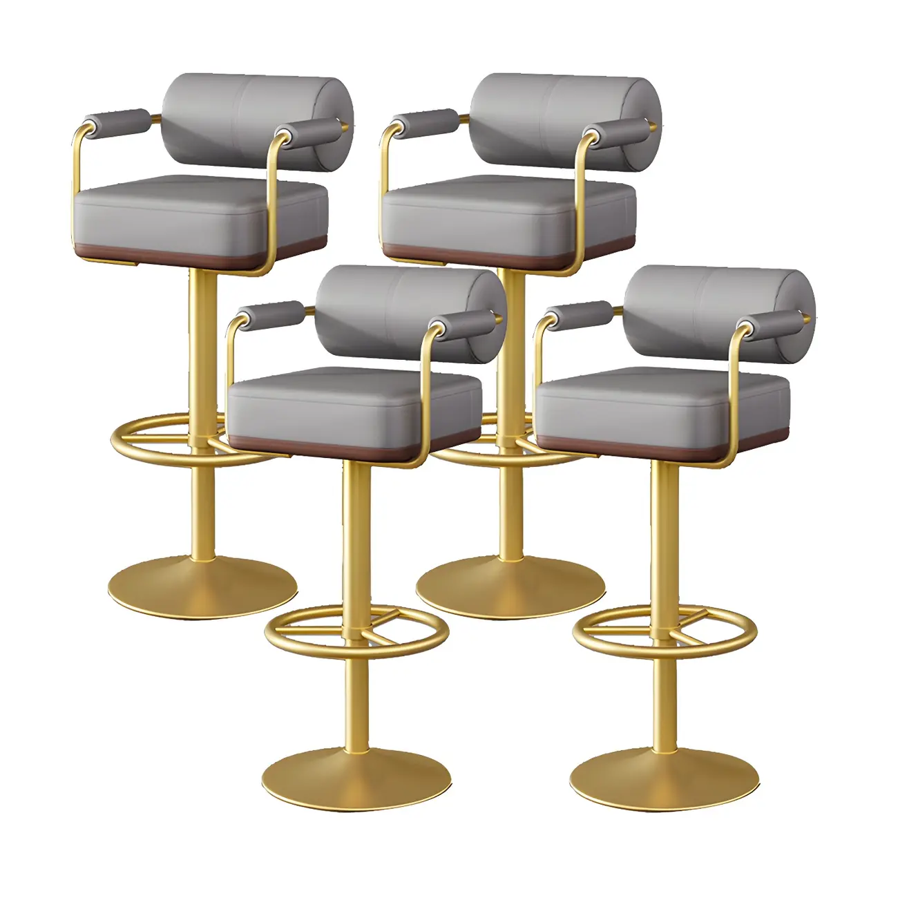 Stylish Leather Adjustable Bar Stools with Backrest for Home Bar Image - 55 | homeyfad