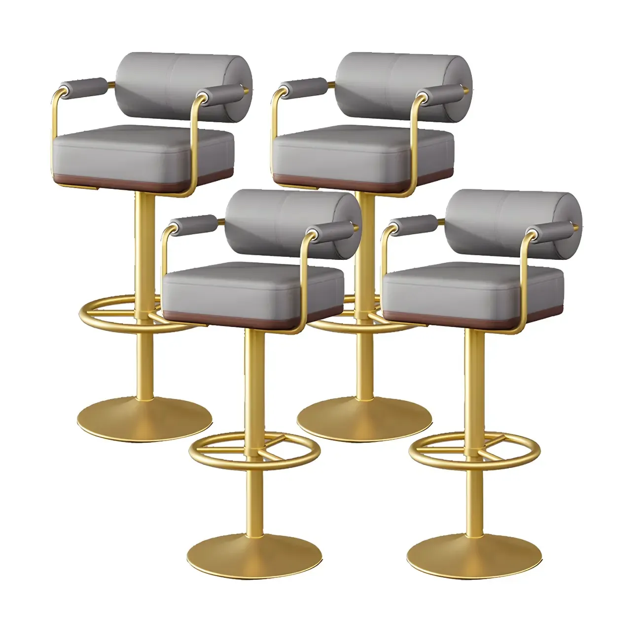 Stylish Leather Adjustable Bar Stools with Backrest for Home Bar Image - 55