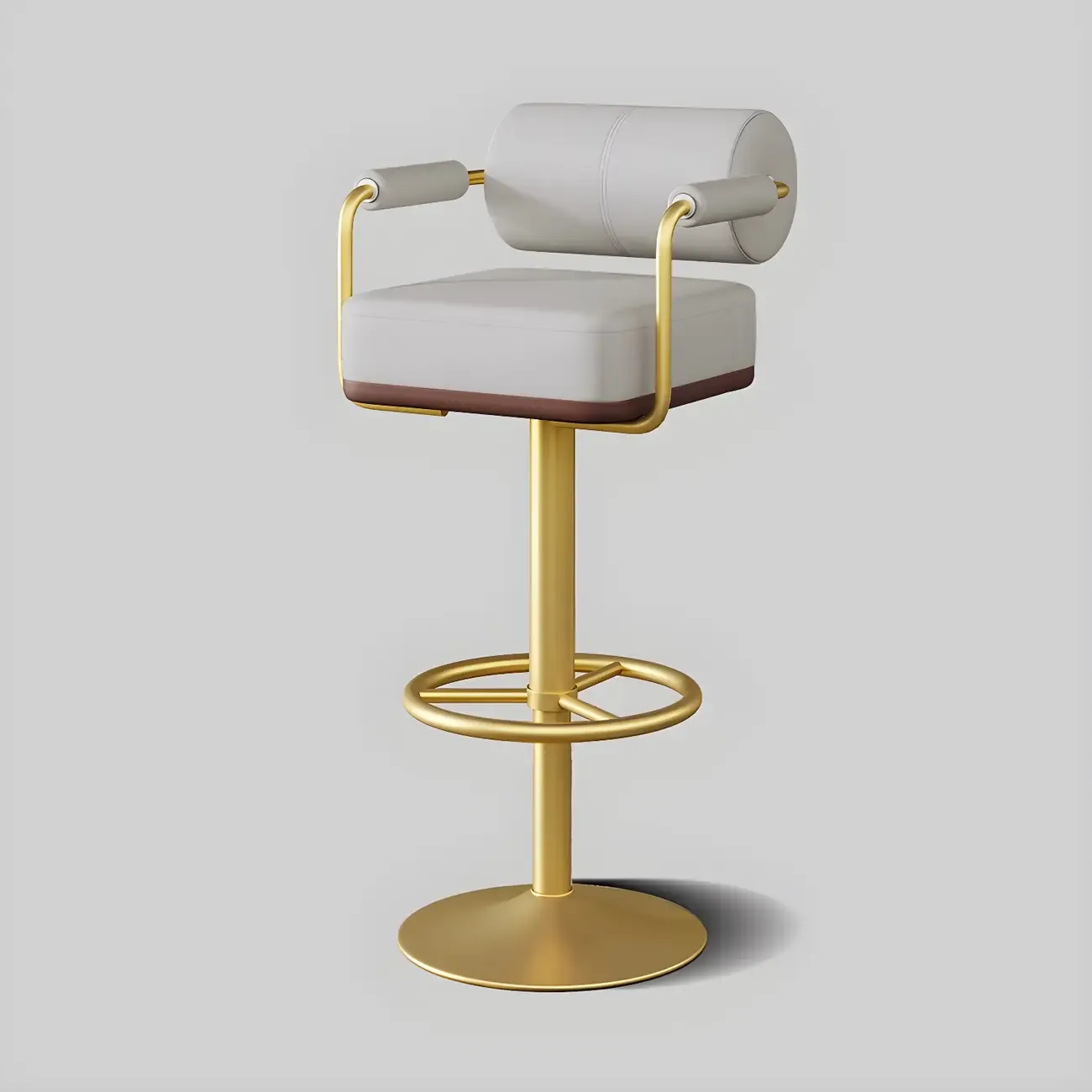 Stylish Leather Adjustable Bar Stools with Backrest for Home Bar Image - 58