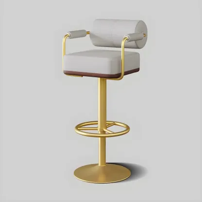 Stylish Leather Adjustable Bar Stools with Backrest for Home Bar Image - 58