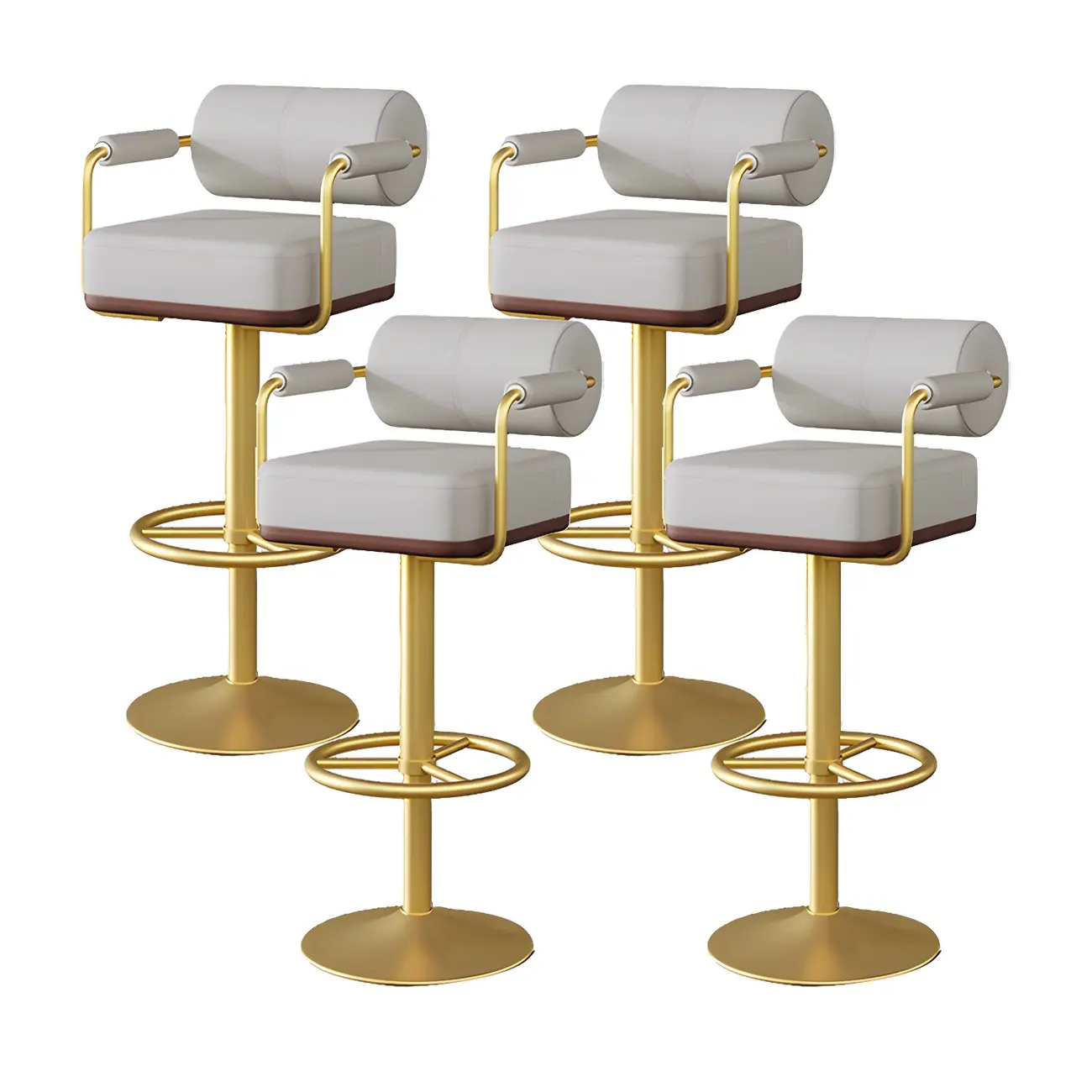 Stylish Leather Adjustable Bar Stools with Backrest for Home Bar Image - 60 | homeyfad