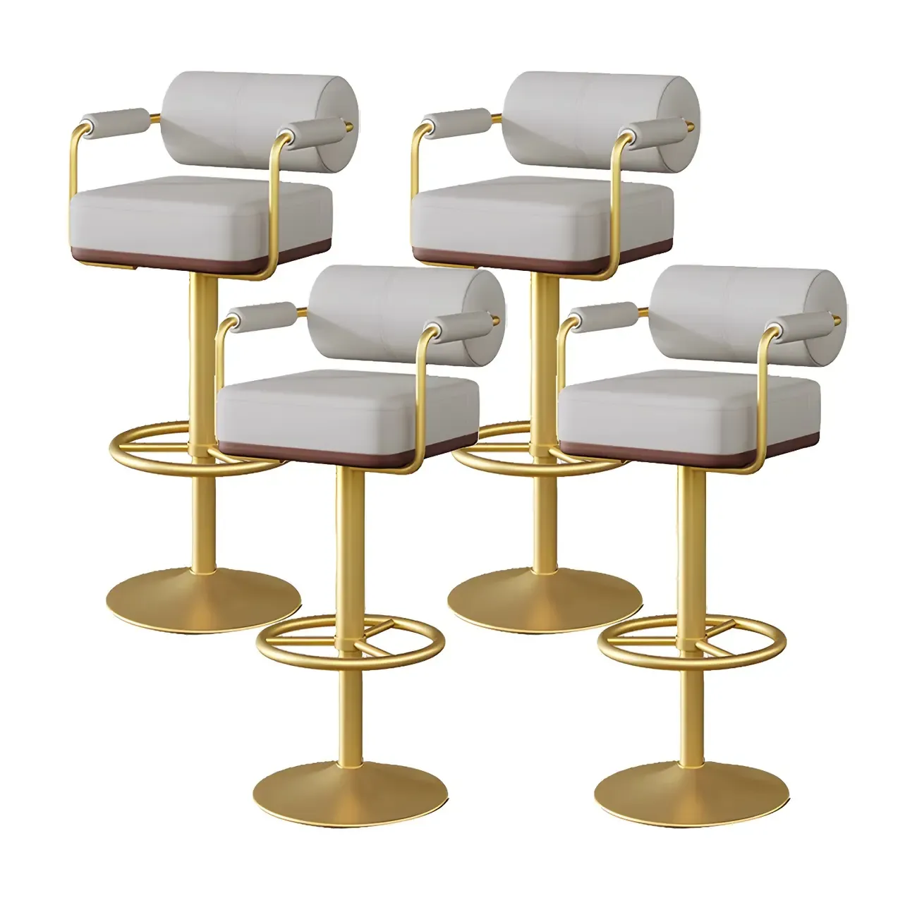 Stylish Leather Adjustable Bar Stools with Backrest for Home Bar Image - 60