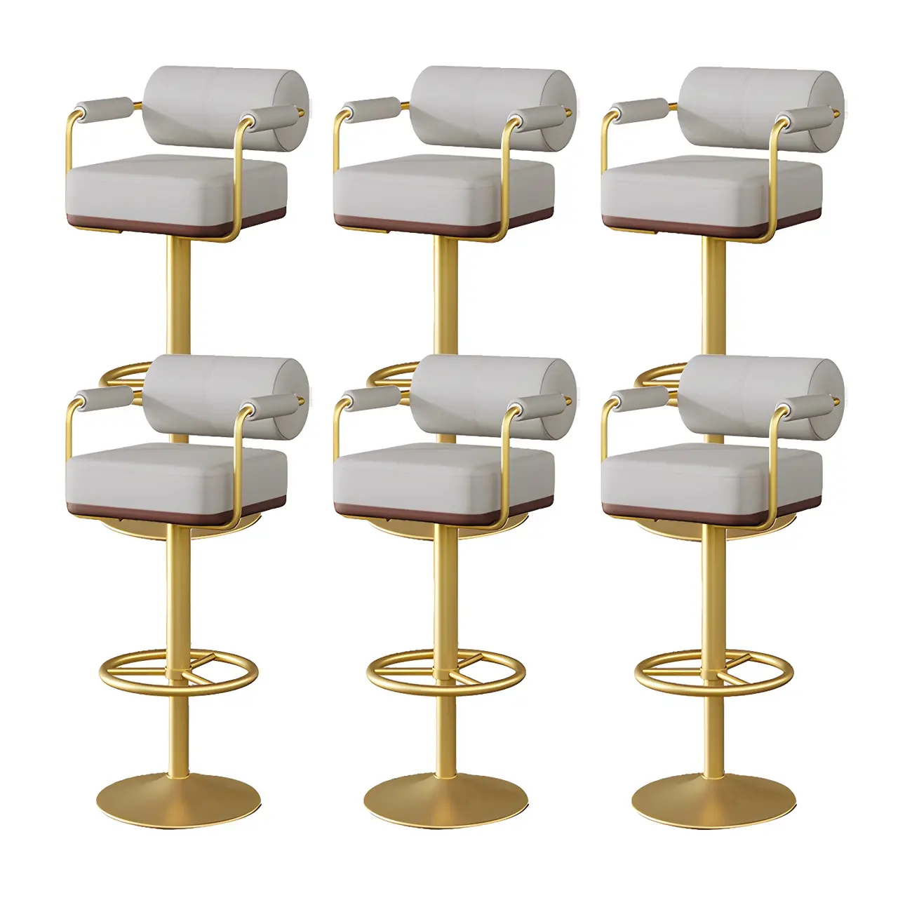 Stylish Leather Adjustable Bar Stools with Backrest for Home Bar Image - 61 | homeyfad