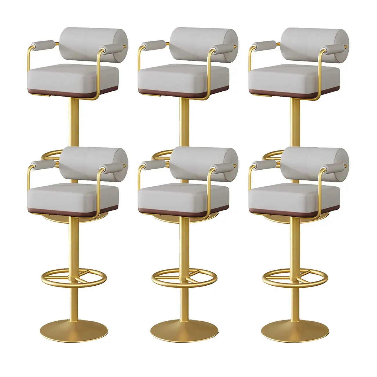 Stylish Leather Adjustable Bar Stools with Backrest for Home Bar Image - 61