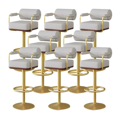 Stylish Leather Adjustable Bar Stools with Backrest for Home Bar Image - 62