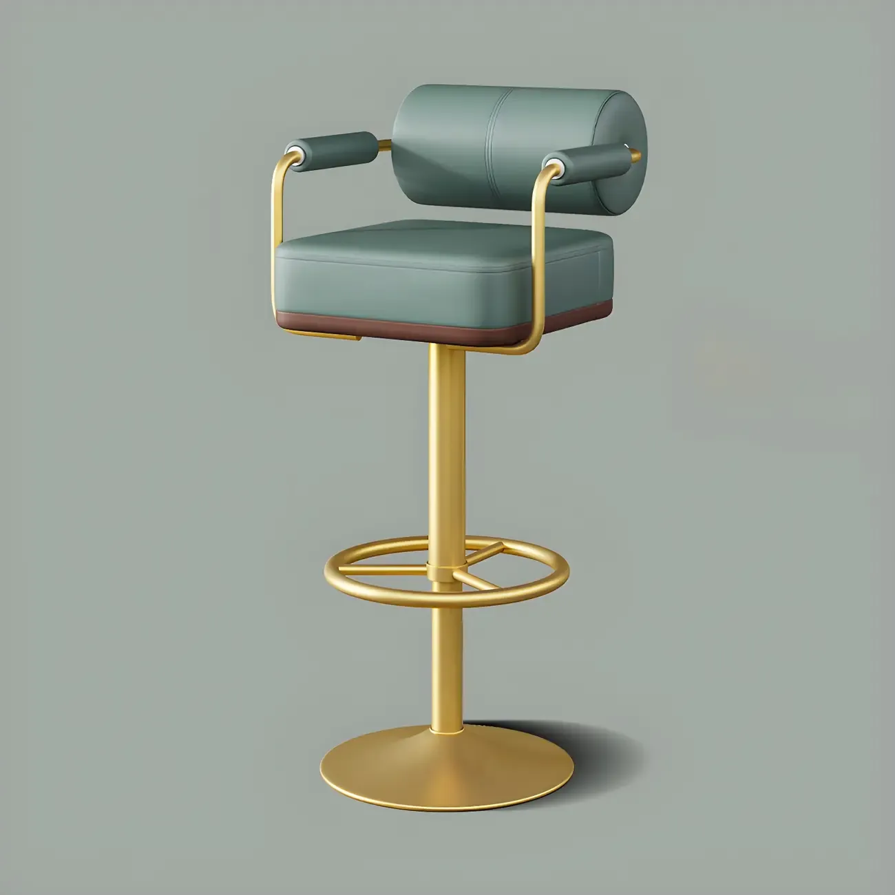 Stylish Leather Adjustable Bar Stools with Backrest for Home Bar Image - 63