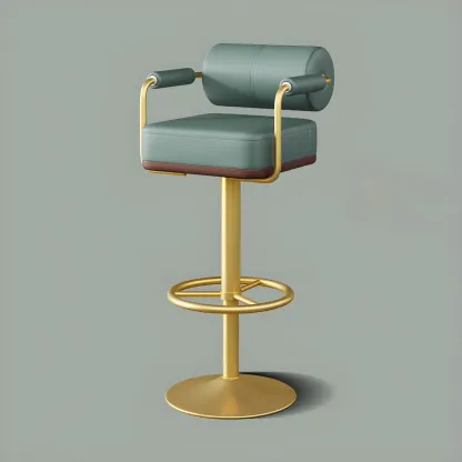 Stylish Leather Adjustable Bar Stools with Backrest for Home Bar Image - 63