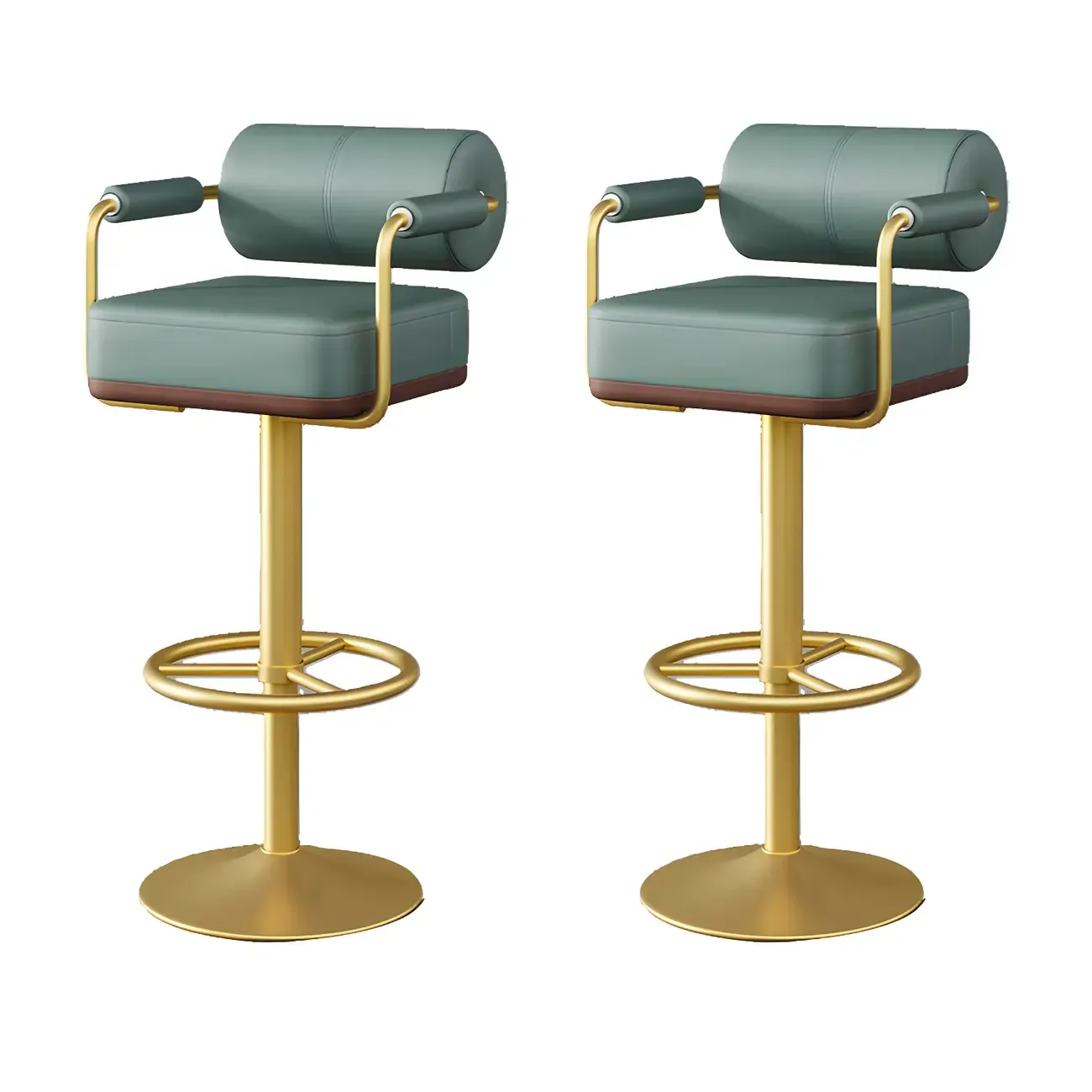 Stylish Leather Adjustable Bar Stools with Backrest for Home Bar Image - 64