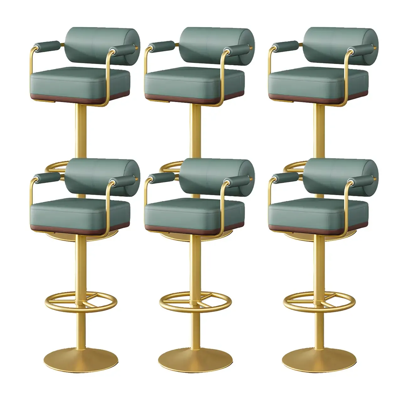 Stylish Leather Adjustable Bar Stools with Backrest for Home Bar Image - 66