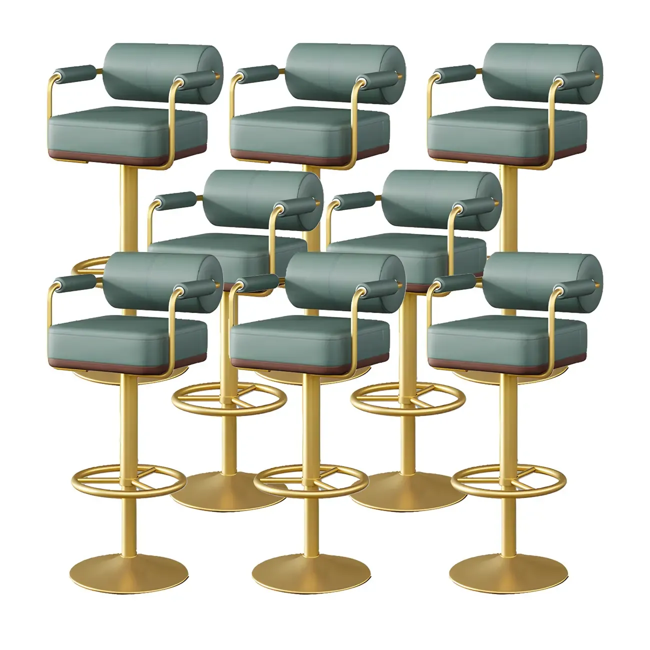 Stylish Leather Adjustable Bar Stools with Backrest for Home Bar Image - 67