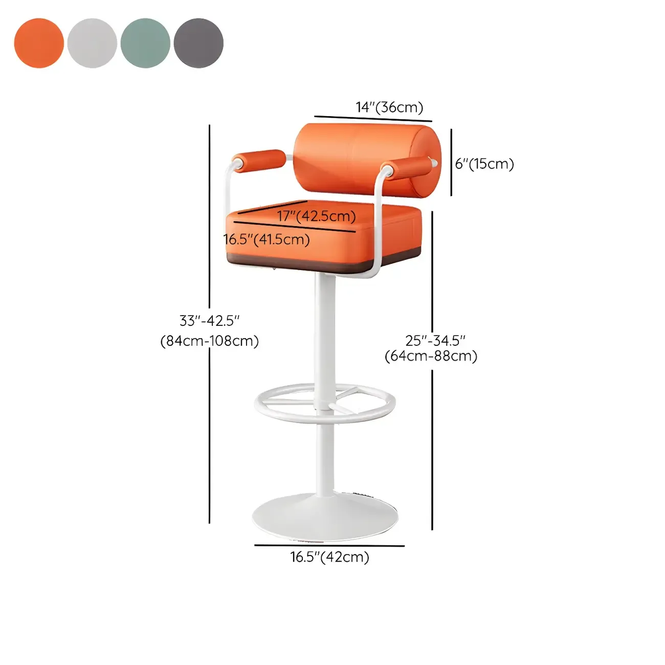 Stylish Leather Adjustable Bar Stools with Backrest for Home Bar Image - 69
