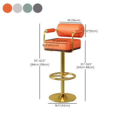 Stylish Leather Adjustable Bar Stools with Backrest for Home Bar Image - 70