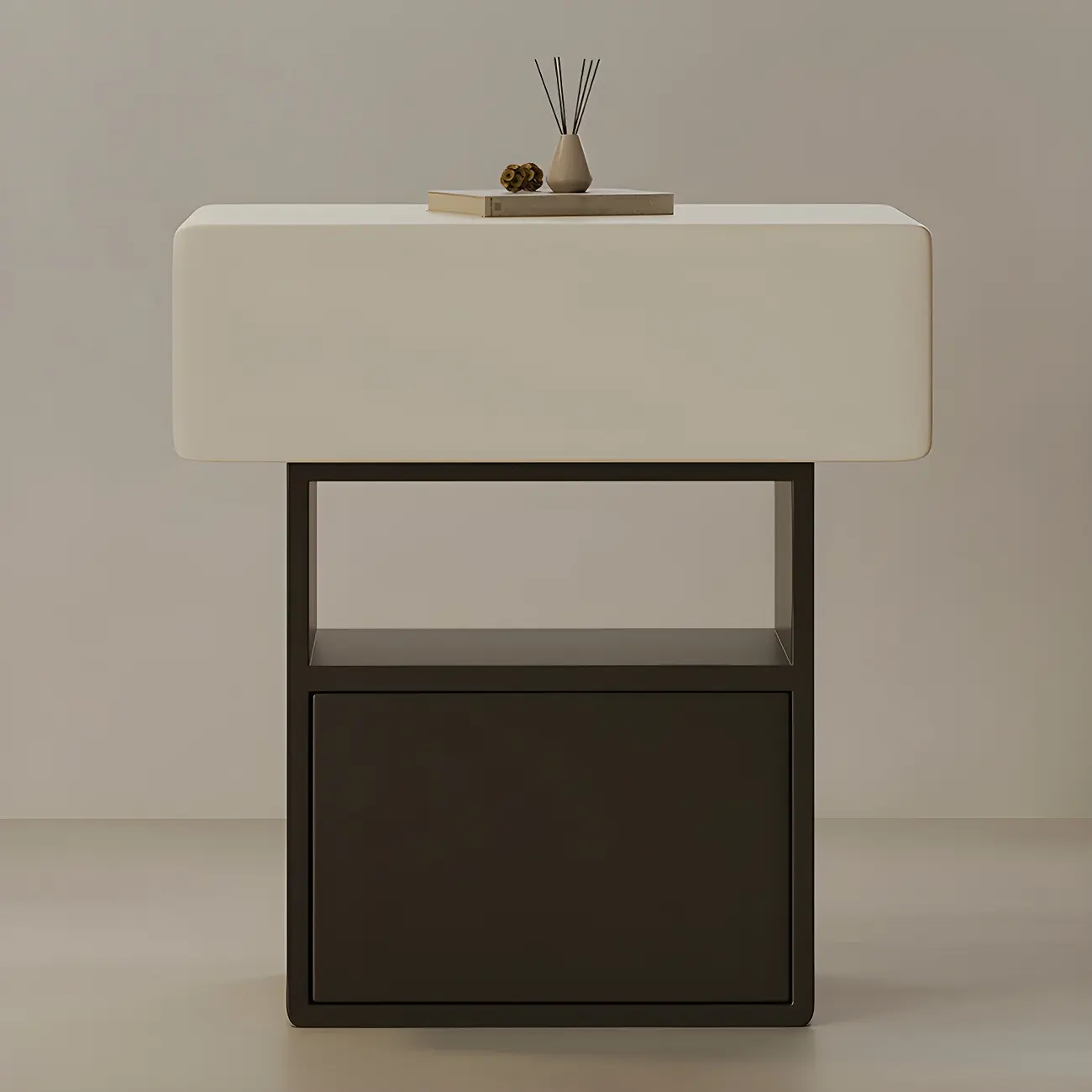 Nordic White-Black Storage Small Nightstand in 3-Layer Image - 1 | homeyfad