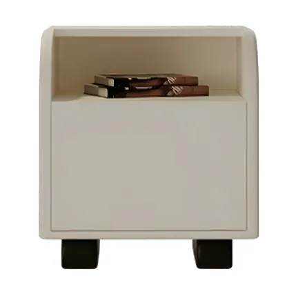 Nordic White-Black Storage Small Nightstand in 3-Layer Image - 3