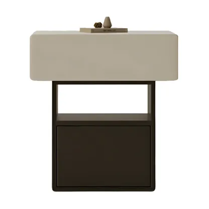 Nordic White-Black Storage Small Nightstand in 3-Layer Image - 6