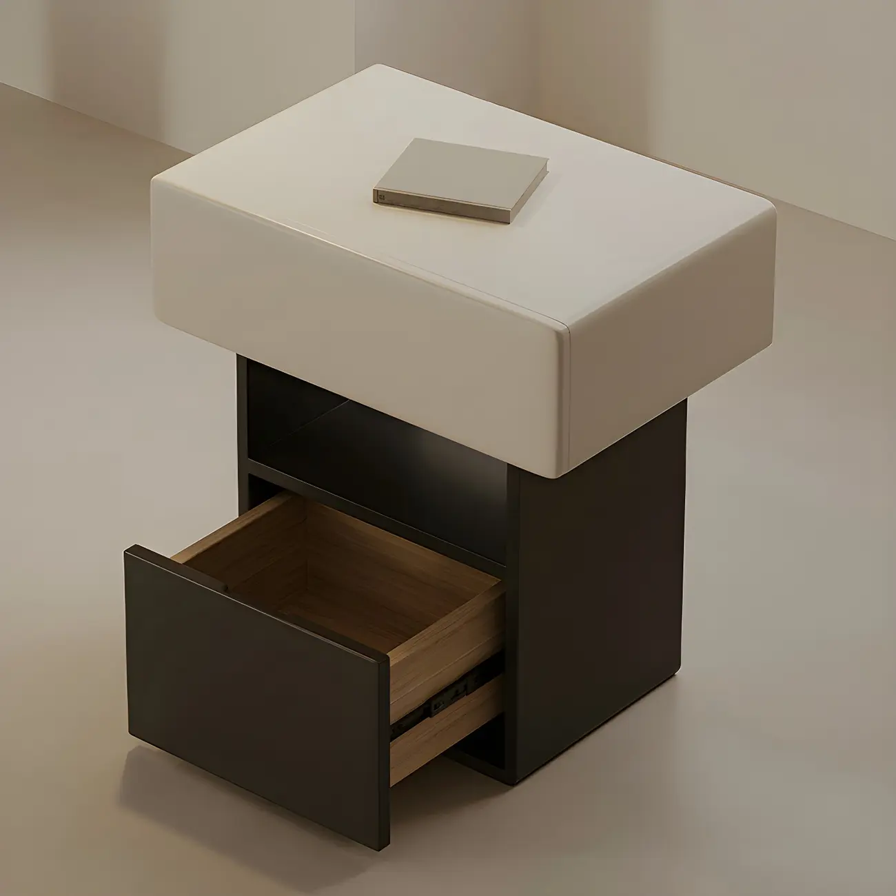 Nordic White-Black Storage Small Nightstand in 3-Layer Image - 2 | homeyfad