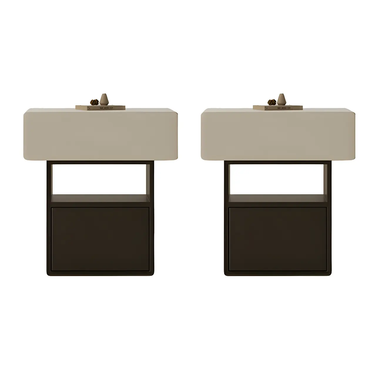 Nordic White-Black Storage Small Nightstand in 3-Layer Image - 7 | homeyfad