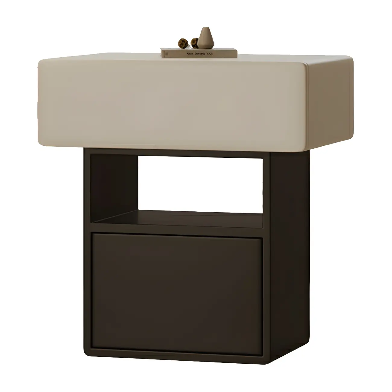 Nordic White-Black Storage Small Nightstand in 3-Layer Image - 9 | homeyfad