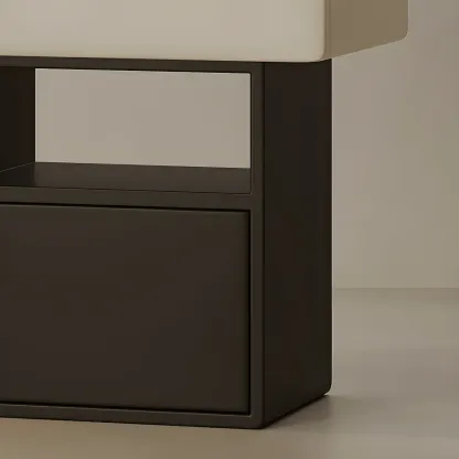 Nordic White-Black Storage Small Nightstand in 3-Layer Image - 10