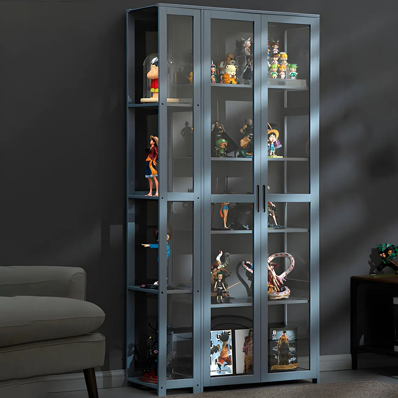 Minimalist Bamboo Display Cabinet with Glass Doors for Home Image - 4 | homeyfad