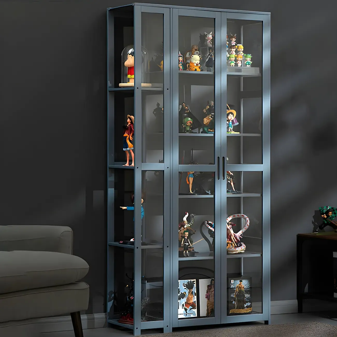 Minimalist Bamboo Display Cabinet with Glass Doors for Home Image - 4