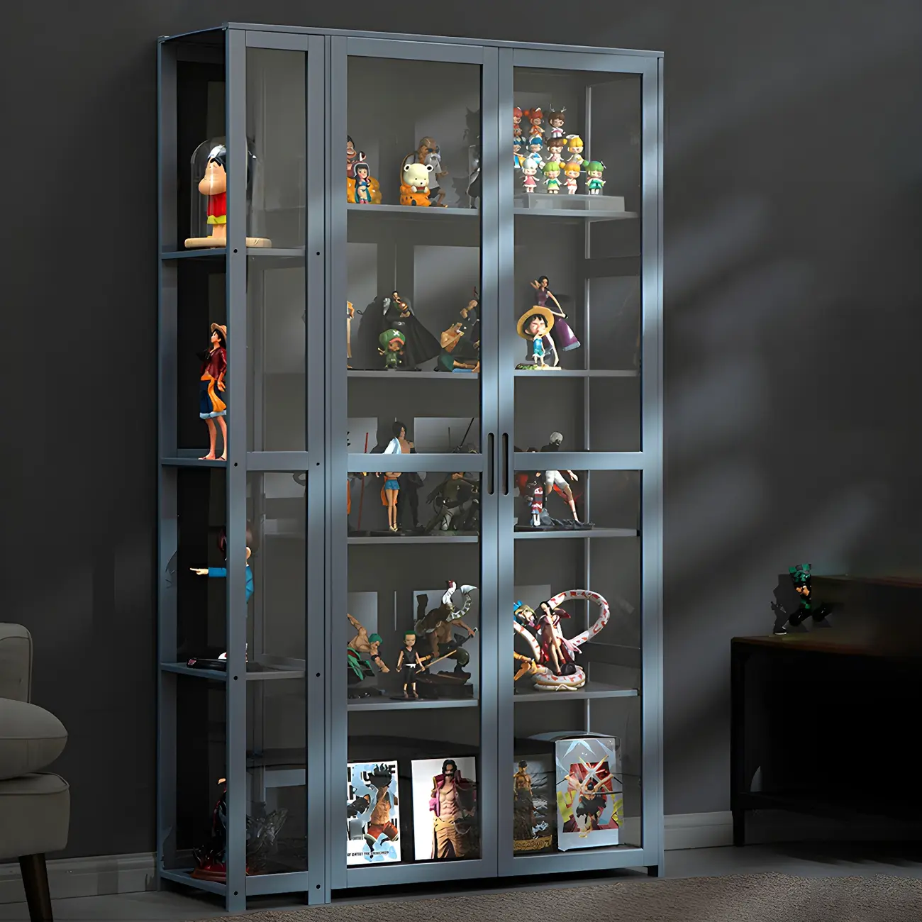 Minimalist Bamboo Display Cabinet with Glass Doors for Home Image - 5 | homeyfad