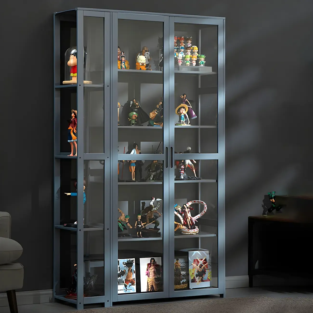 Minimalist Bamboo Display Cabinet with Glass Doors for Home Image - 5