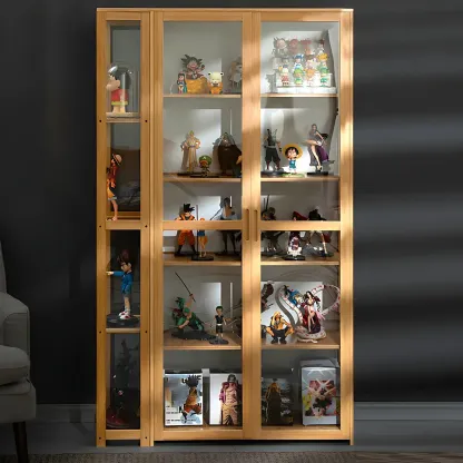 Minimalist Bamboo Display Cabinet with Glass Doors for Home Image - 6
