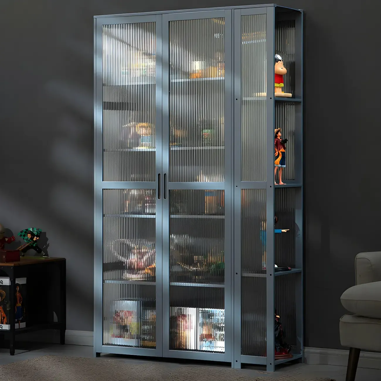 Minimalist Bamboo Display Cabinet with Glass Doors for Home Image - 8