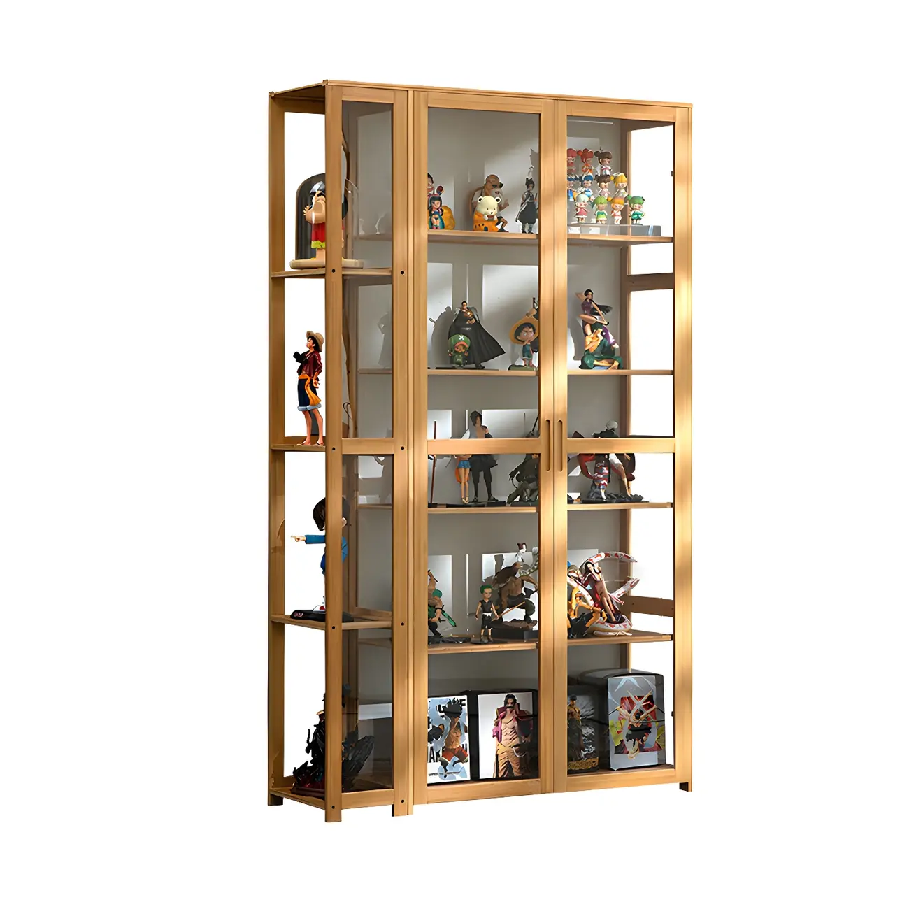 Minimalist Bamboo Display Cabinet with Glass Doors for Home Image - 11 | homeyfad
