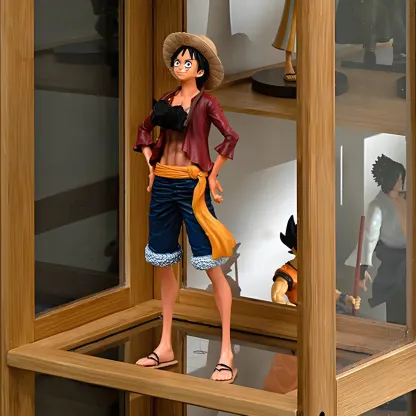 Minimalist Bamboo Display Cabinet with Glass Doors for Home Image - 13