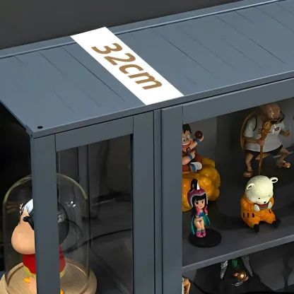 Minimalist Bamboo Display Cabinet with Glass Doors for Home Image - 14