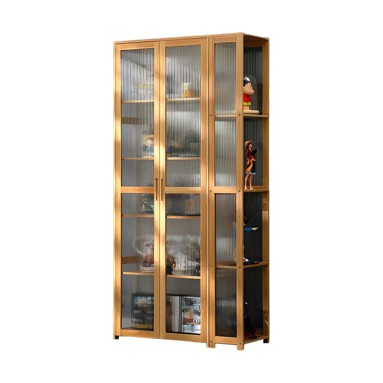 Minimalist Bamboo Display Cabinet with Glass Doors for Home Image - 18