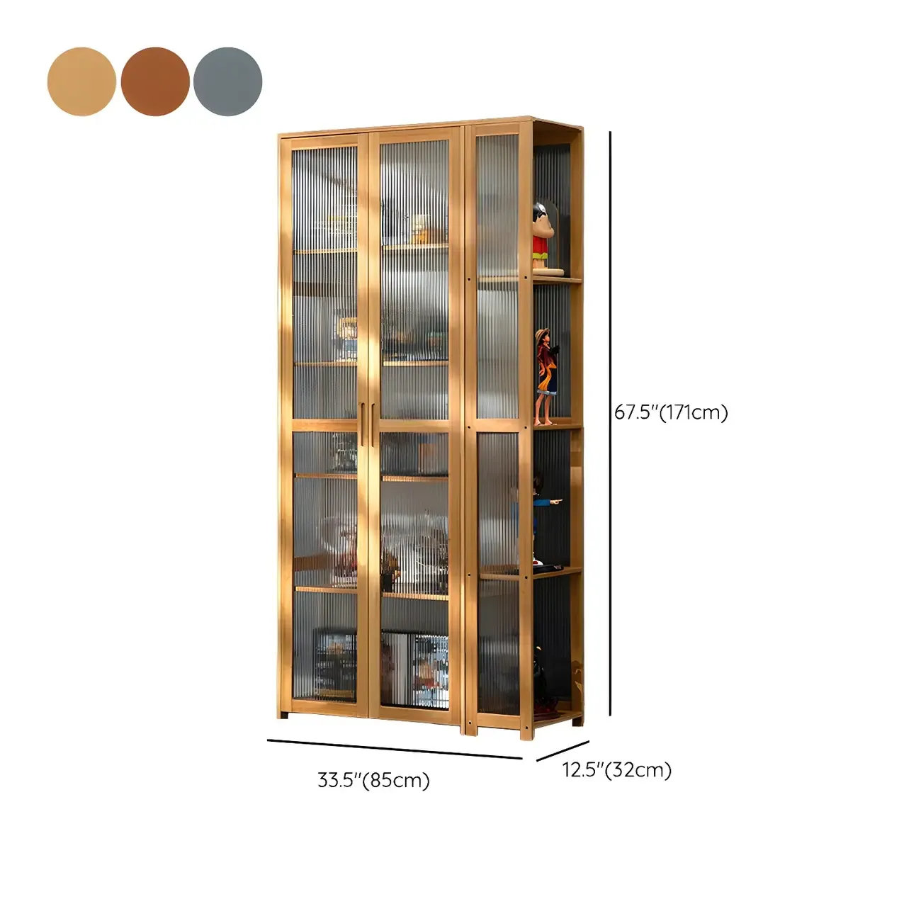 Minimalist Bamboo Display Cabinet with Glass Doors for Home Image - 25