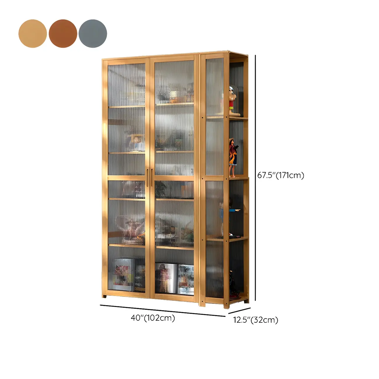 Minimalist Bamboo Display Cabinet with Glass Doors for Home Image - 26 | homeyfad