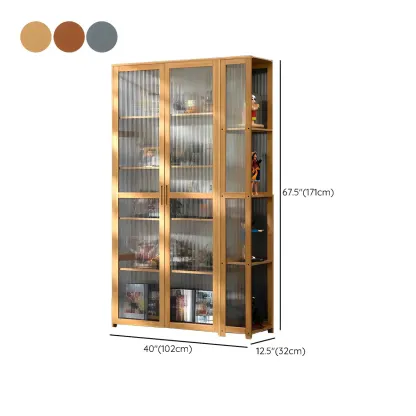 Minimalist Bamboo Display Cabinet with Glass Doors for Home Image - 26