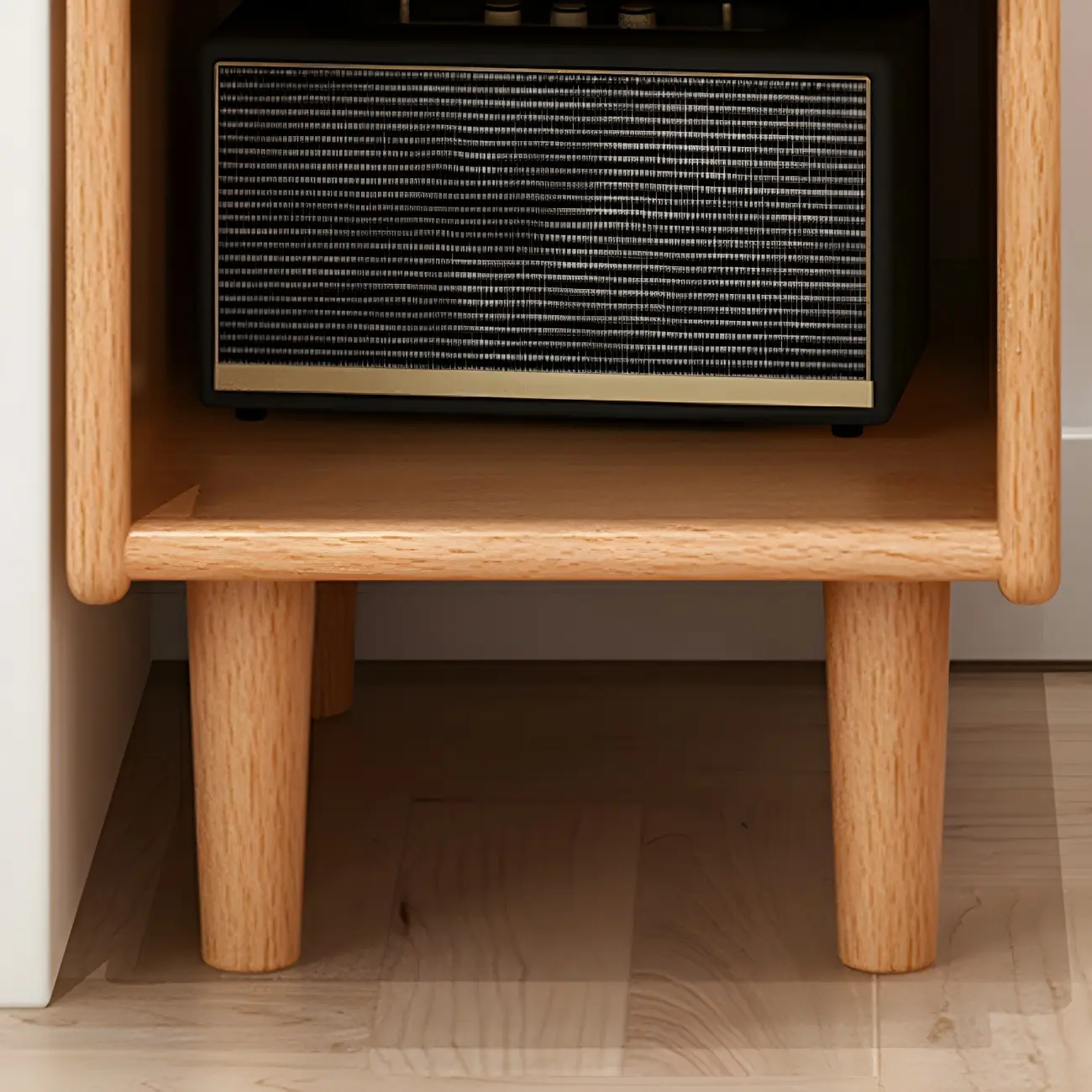 Scandinavian Narrow Lockable Wood Nightstand with Storage Image - 5 | homeyfad