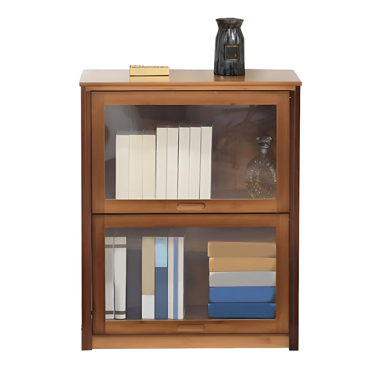 Brown Bamboo Curio Display Cabinet with Glass Door Image - 7 | homeyfad