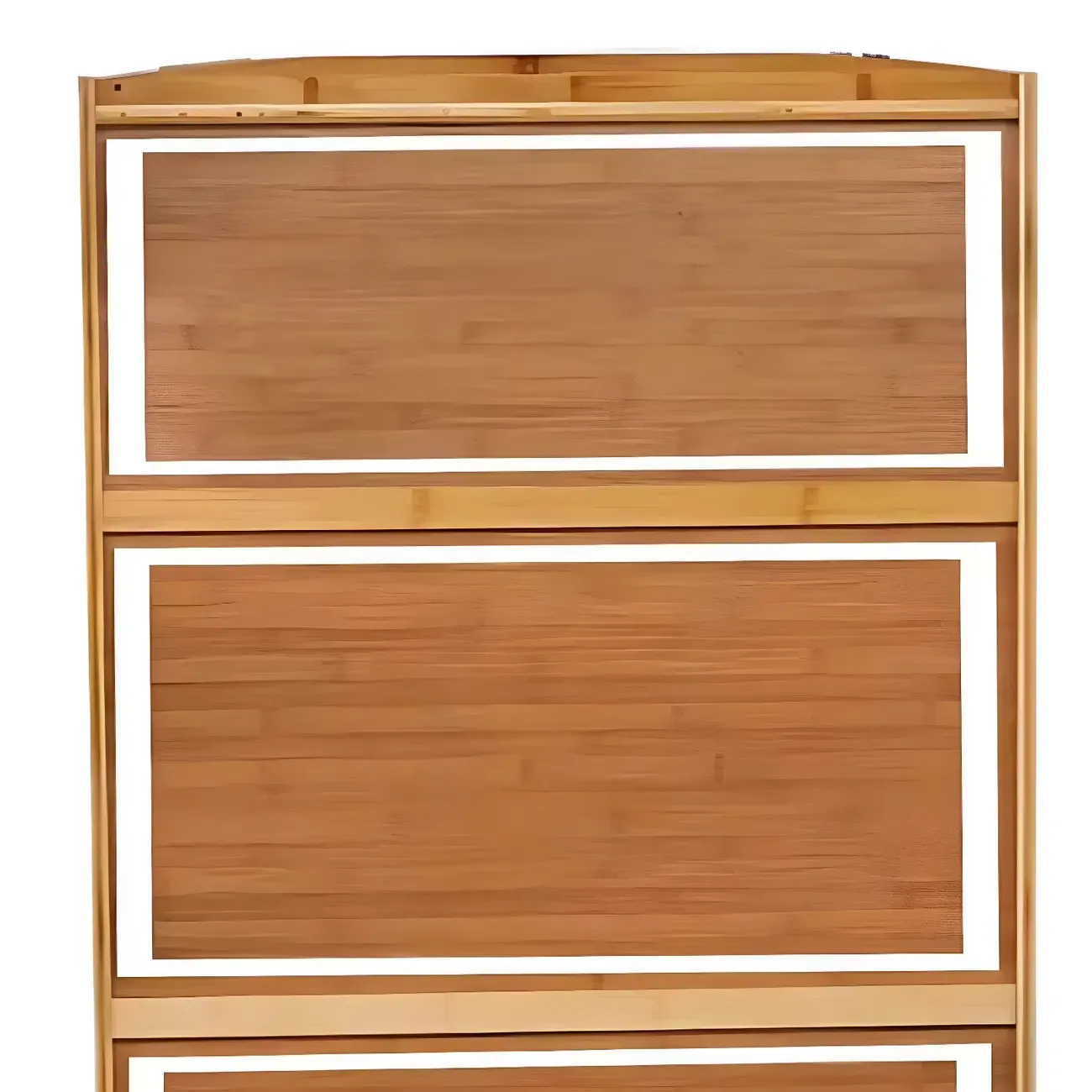 Brown Bamboo Curio Display Cabinet with Glass Door Image - 8