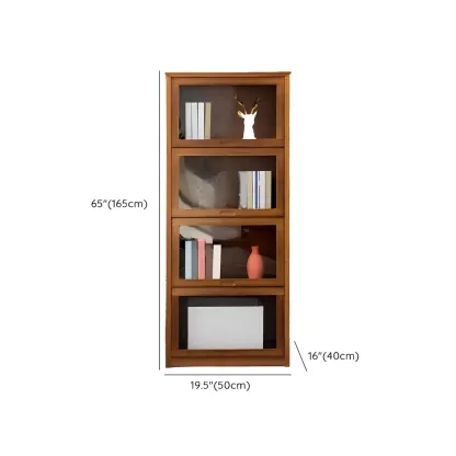 Brown Bamboo Curio Display Cabinet with Glass Door Image - 19