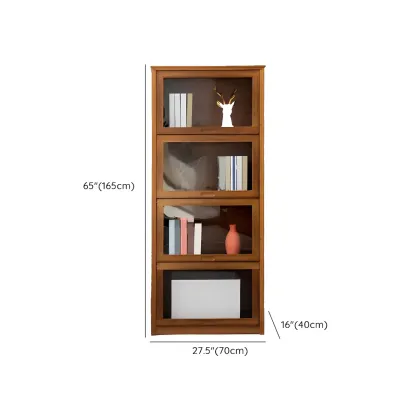 Brown Bamboo Curio Display Cabinet with Glass Door Image - 22